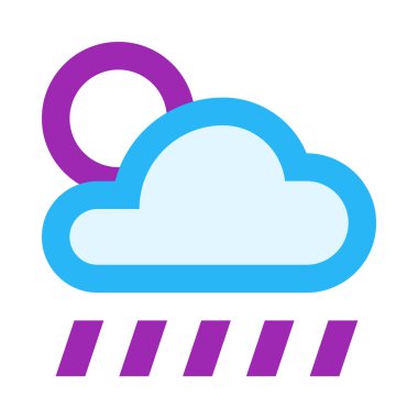 Güneş ve yağmur bulutu, vektör minimalist illüstrasyon