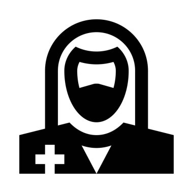 Koruyucu maskeli kadın doktor, basitçe vektör çizimi 