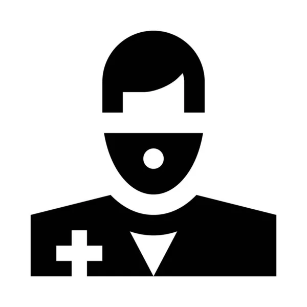 戴防护面罩的男医生 简单的病媒图解 — 图库矢量图片