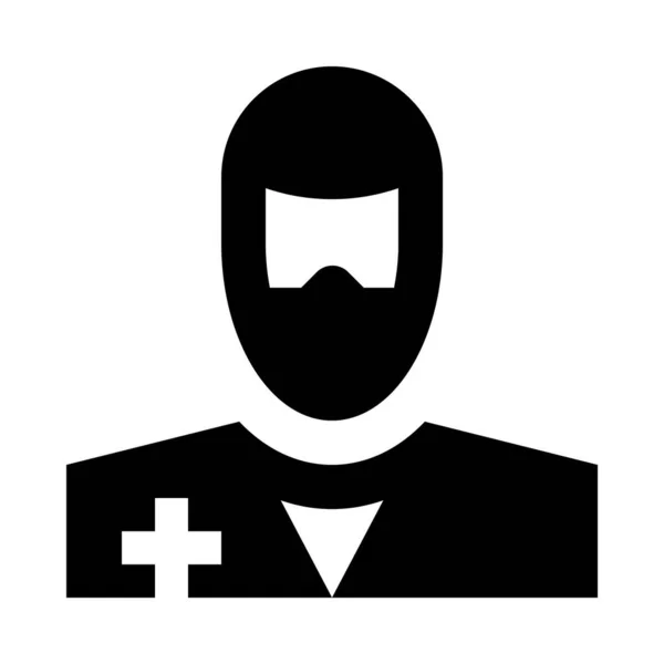 戴防护面罩的男医生 简单的病媒图解 — 图库矢量图片