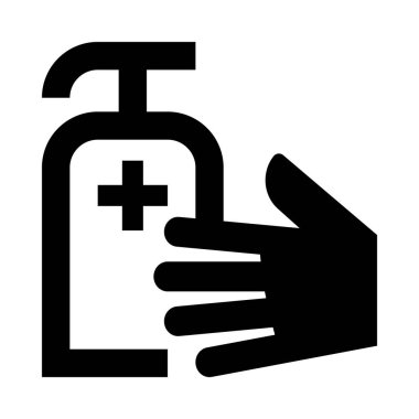 El yıkama ikonu, antiseptik şişesi, basit bir vektör çizimi. 