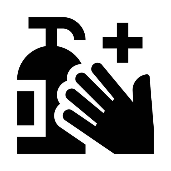 Χέρι Εικονίδιο Πλύσης Μπουκάλι Αντισηπτικό Απλά Διάνυσμα Εικονογράφηση — Διανυσματικό Αρχείο