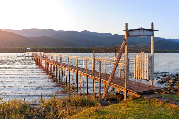 Een Oude Houten Pier Gefotografeerd Avond Guaruja Brazilië — Stockfoto