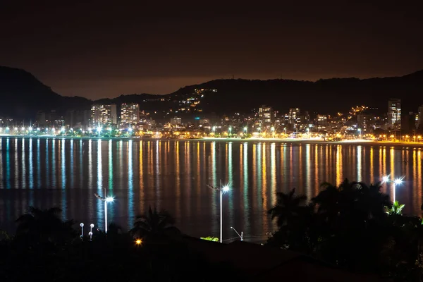 Vista Noturna Praia Enseada Guarujá São Paulo Brasil — Fotografia de Stock