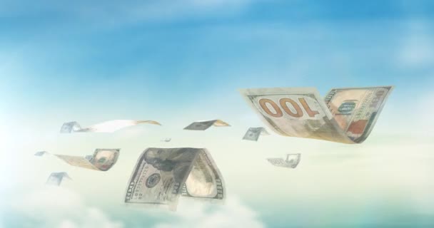 Boucle transparente, animation réaliste de l'argent. Concept économique et commercial . — Video