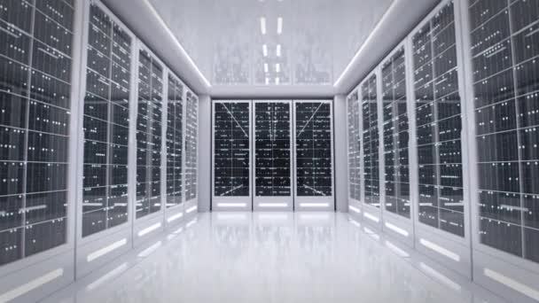 White server room in modern data center — Stock Video