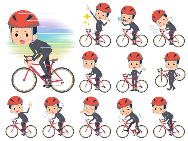 学校男孩 gakuran 上的骑自行车 — 图库矢量图片