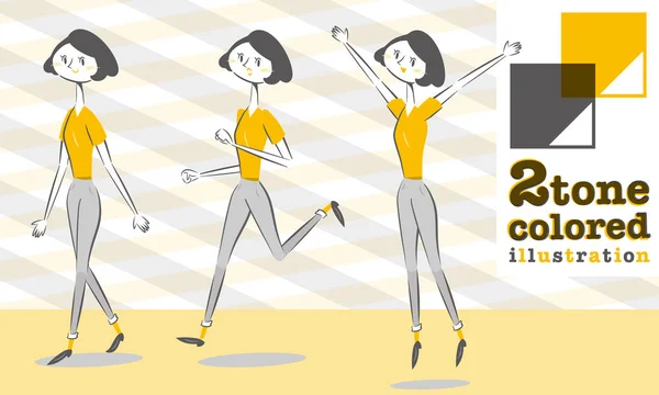 Kadın pantolon tarzı içinde akıllı form yürümek çalıştırmak atlama — Stok Vektör