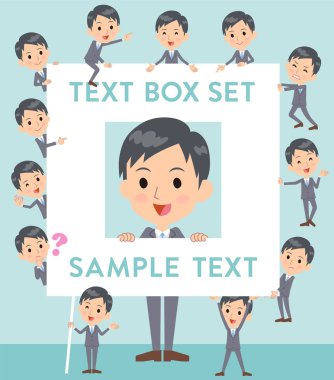 Gri takım elbise işadamı metin kutusu