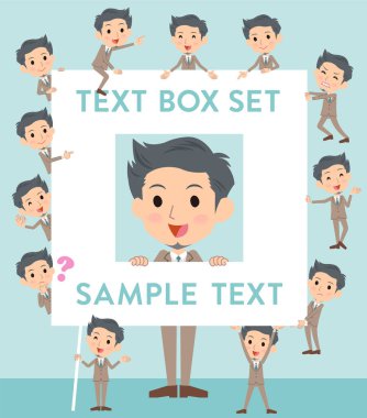 Bej takım elbise kısa saç sakal adam metin kutusu