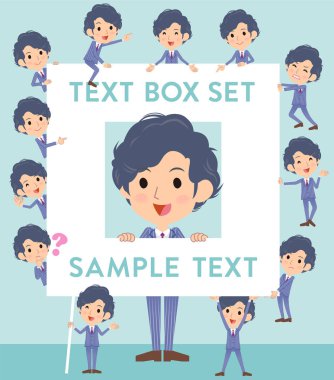 Çizgili takım elbise perma saç adam metin kutusu