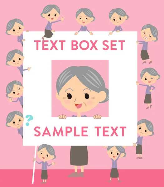Фіолетовий одяг бабусі текстова коробка — стоковий вектор