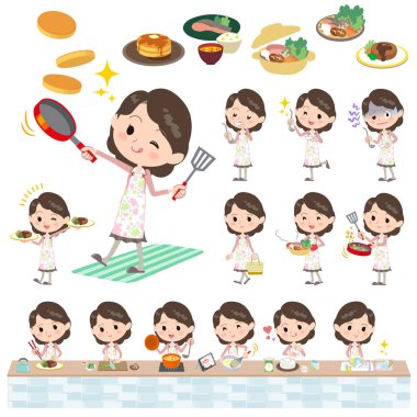 Pembe ceket orta kadın yemek