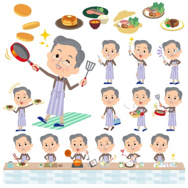 Kahverengi aşınma sakal yaşlı adam yemek