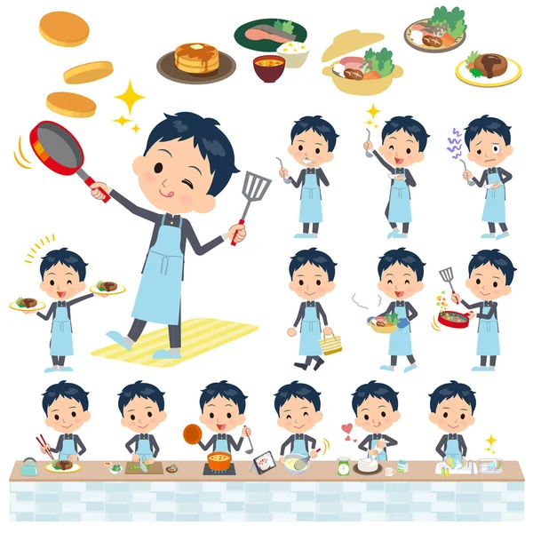 Skolan pojke gakuran matlagning — Stock vektor