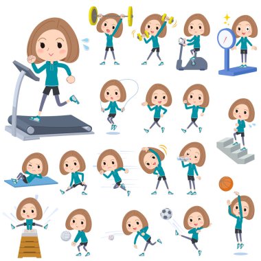 Bob saç yeşil giymek kadın spor ve egzersiz