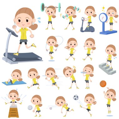 Düğüm sarı kadın spor ve egzersiz peruk