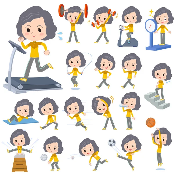 Yellow wear Middle woman Sports & exercise — Stock Vector