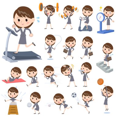 Gri takım elbise iş kadın spor ve egzersiz