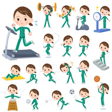 liseli kız yeşil jersey spor ve egzersiz