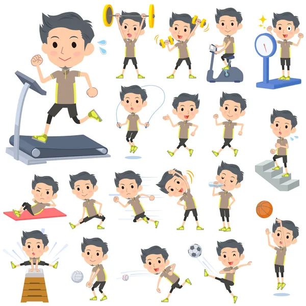 Beige desgaste hombre Deportes y ejercicio — Vector de stock