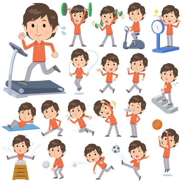 Oranžové nosí muž sportovní & cvičení — Stockový vektor
