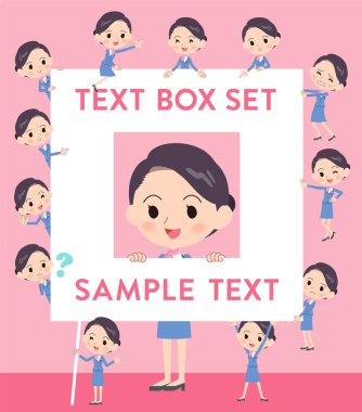 Kabin görevlisi mavi kadın metin kutusu