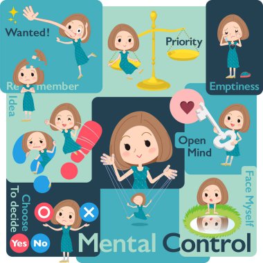 Bob saç yeşil elbiseli kadın akıl ve irade