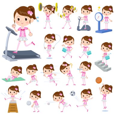Pembe kostüm spor ve egzersiz, pop star