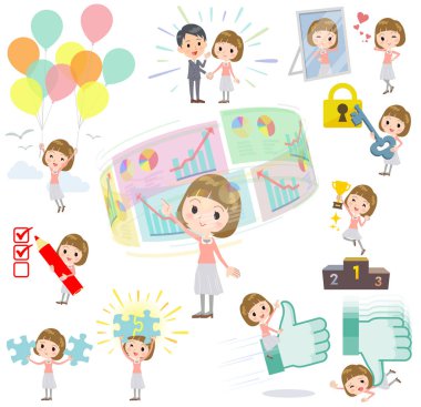 Düz saç pembe bluz kadın başarı ve pozitif patlama