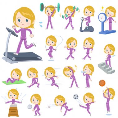 Kız öğrenci beyaz mor jersey spor ve egzersiz