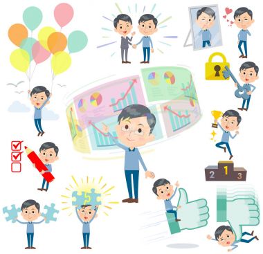 Mavi giyim cam baba başarı ve pozitif