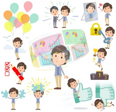 Ceket mavi yelek adam başarı ve pozitif