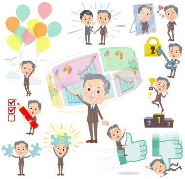 Çift Kişilik takım elbise sakal yaşlı adam başarı ve pozitif