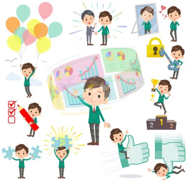 okul çocuk yeşil ceket başarı ve pozitif