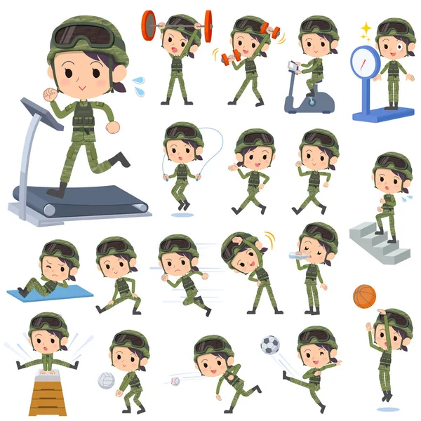 Militar mulher desgaste Esportes & exercício — Vetor de Stock