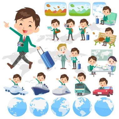 okul çocuğu yeşil ceket seyahat