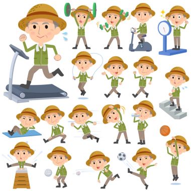 Çiftçi işçi yaşlı adam spor ve egzersiz