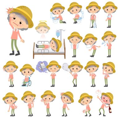 Çiftçi işçi yaşlı kadın hastalık