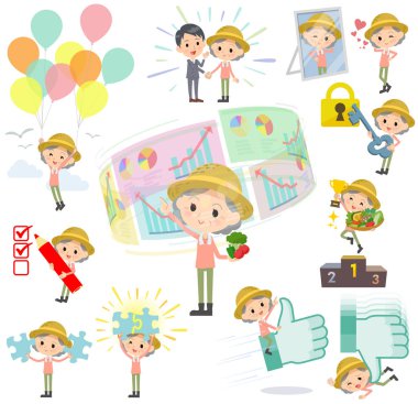 Çiftçi işçi yaşlı kadın başarı ve pozitif