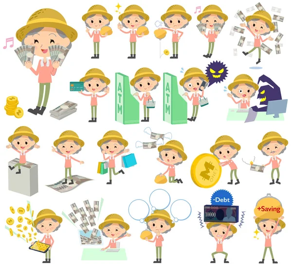 Çiftçi işçi yaşlı kadın para