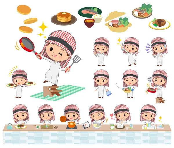 Boy arabskich gotowanie — Wektor stockowy
