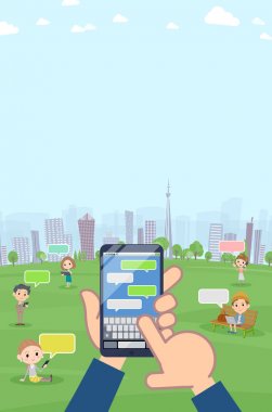 Bir sürü insan Sns parkta dikey boyutu zevk