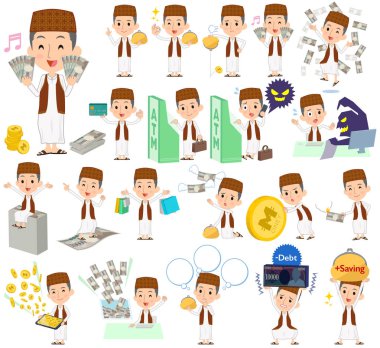 Arap adam kahverengi yelek tarzı para