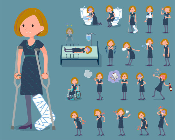 flat type Bob hair black dress woman _ sickness
