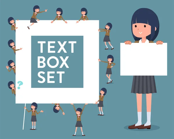 Дівчина з плоским типом школи Коричневий Blazer_ text box — стоковий вектор