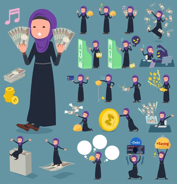 Tipe datar wanita Arab _ uang - Stok Vektor