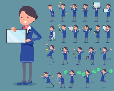 düz tip kabin görevlisi mavi woman_2