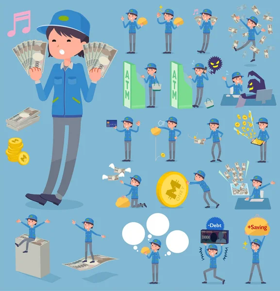 Platte type levering woman_money — Stockvector