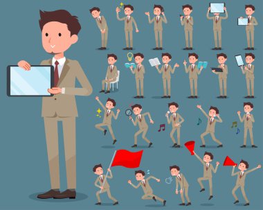 düz tip bej takım elbise kısa saç sakal man_2